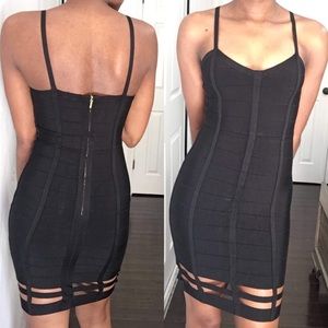 Bebe Black Bodycon Cage Sleeveless Zip Back Dress